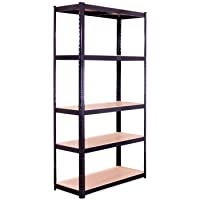 Estante de Almacenamiento para Garaje: 180 cm x 90 cm x 40 cm | Negro - 5 Estantes | 175 kg de Carga Cada balda…